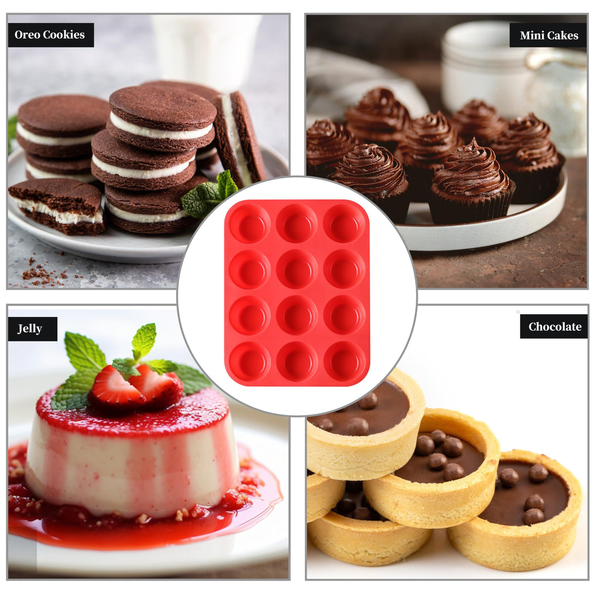 MONGSEW Silicone Muffin Pan, 12 Cups Non Stick Cupcake Pan, Great for Making Muffin Cakes, Bread, Tart, BPA Free and Dishwasher Safe MONGSEW