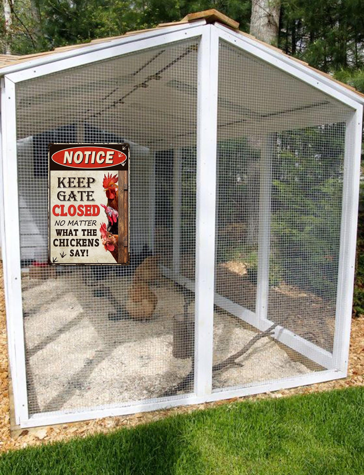 Bestylez Keep Gate Closed Sign Funny Chicken Coop Warning Sign Outdoor Chicken Decor 12" * 8" (261) Bestylez
