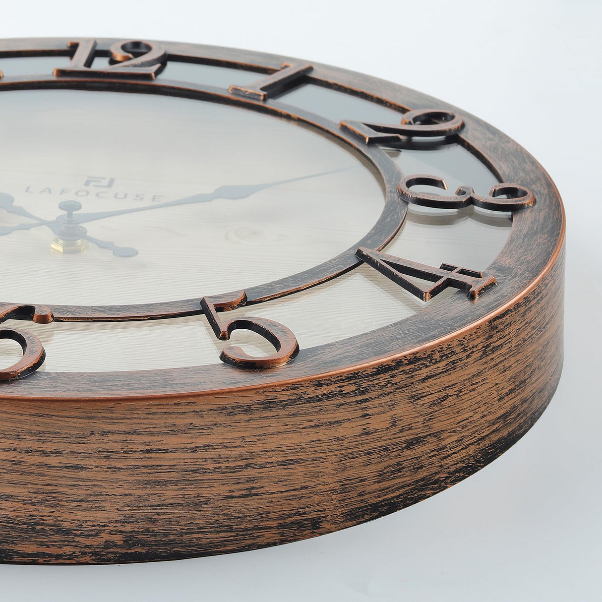 Lafocuse 12 Inch Silent Brown Wall Clocks Battery Operated, Farmhouse Wall Clock Analog for Kitchen Living Room, Rustic Home Décor Lafocuse