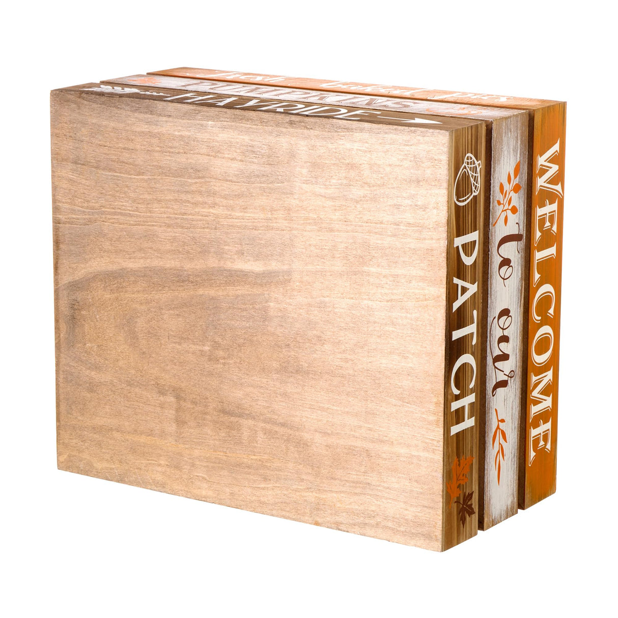 Glitzhome Fall Harvest Wooden Crates, Rustic Nesting Wooden Crates Set of 2, Fall Decorative Storage Gift Wood Crates for Display, Farmhouse Wooden Storage Boxes for Autumn Harvest Glitzhome