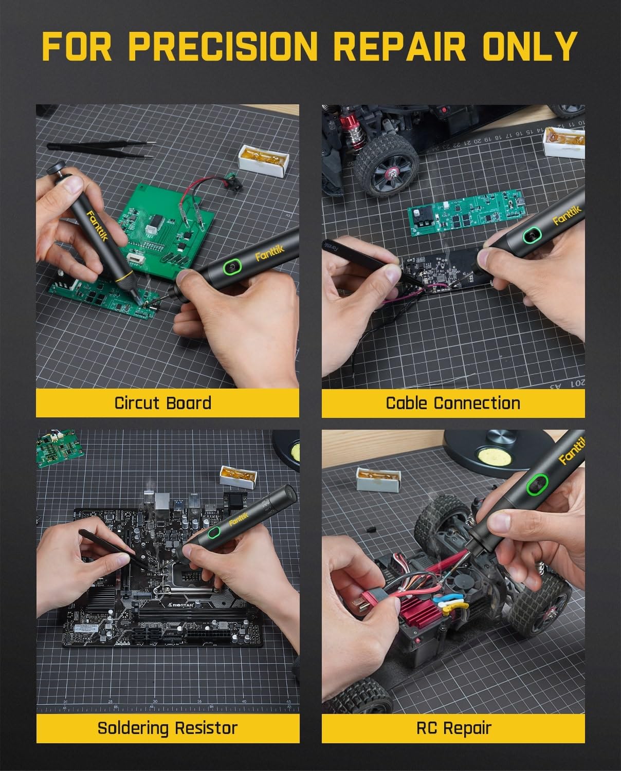 Fanttik T1 Max Soldering Iron Kit, Cordless Soldering Iron, 7 Seconds Fast Heating(390°F-840℉), Auto Sleep, 4 Precision Soldering Tips(C210), 360° Swivel Stand, Soldering Iron for Precision Repair Fanttik