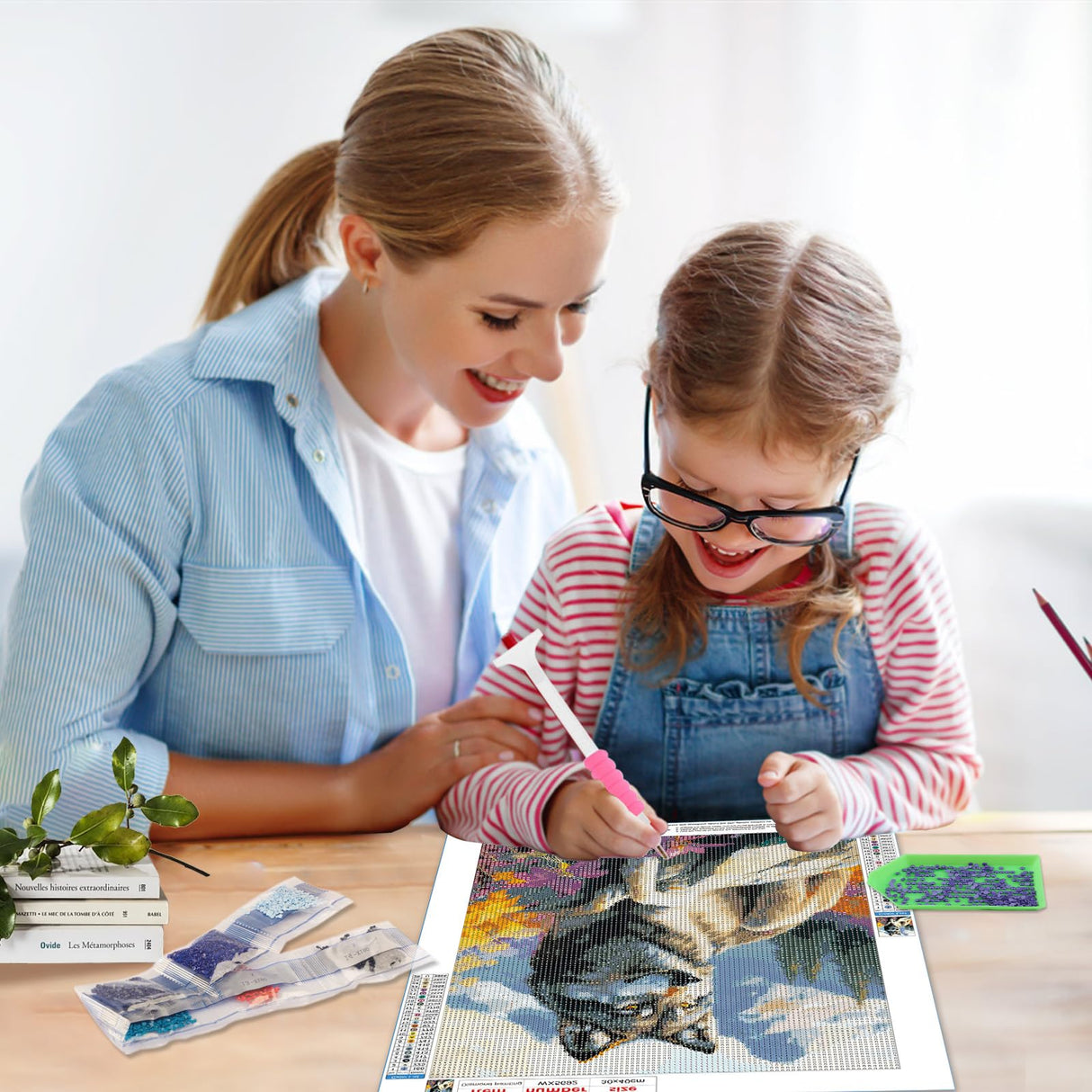 SENQAO Wolf Diamond Art Kits for Adults, Full Drill Diamond Dots Paintings for Beginners, Round 5D Paint with Diamonds Pictures Gem Art Painting Kits DIY Crafts Kits 30x40cm SENQAO