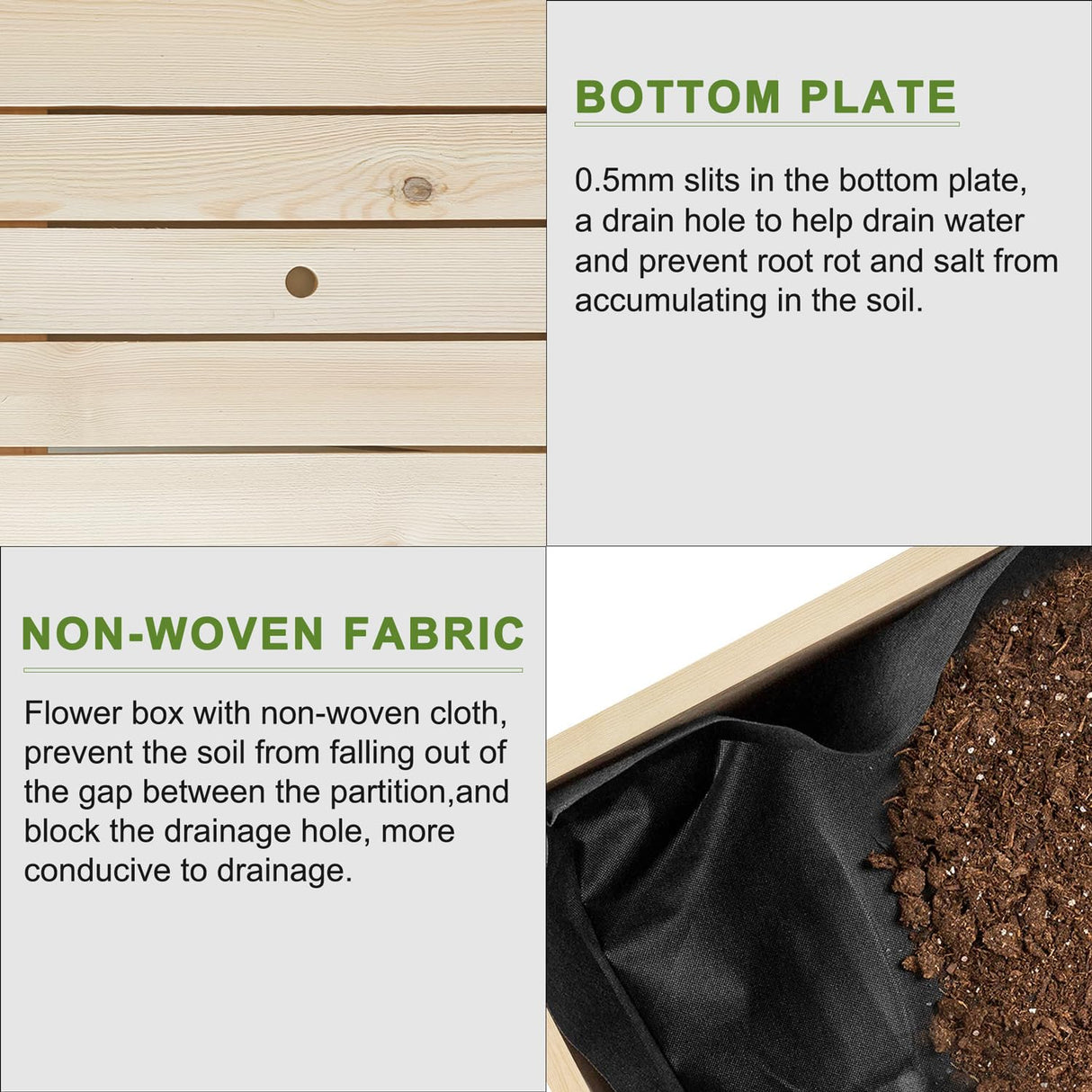 BIRASIL Outdoor Raised Garden Bed, Wood Planter Box for Vegetable Flower, Elevated Reinforced Large Garden Planters Boxes for Backyard Patio Gardening Balcony (48.5”L, Natural Wood) BIRASIL