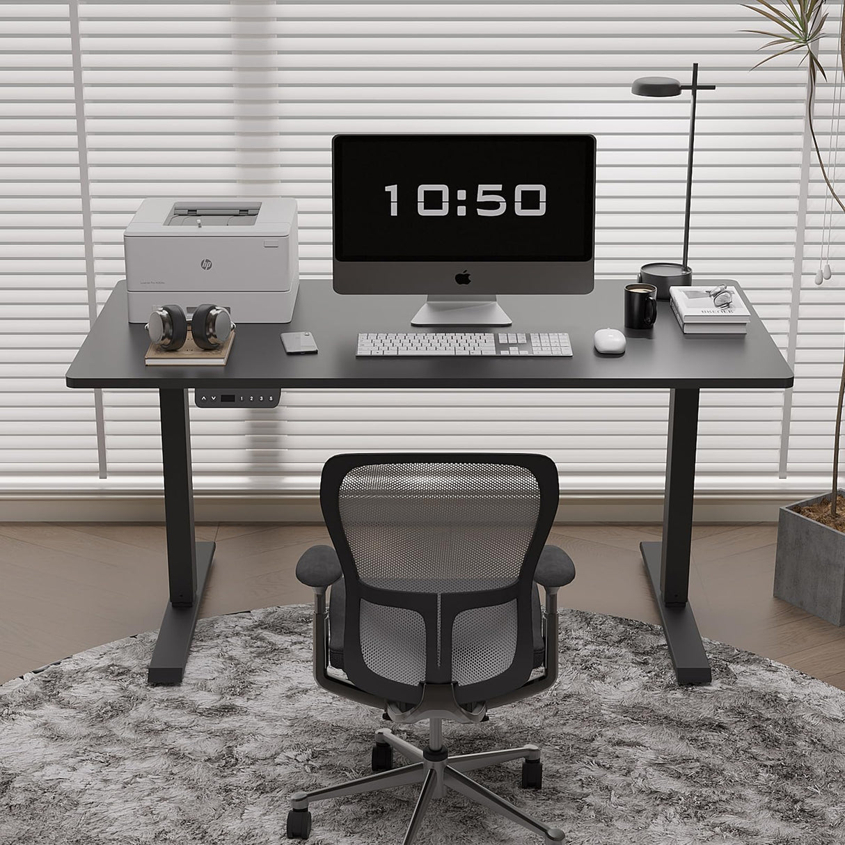 Win Up Time Electric Standing Desk Whole Piece Desktop Height Adjustable Desk- Standing Computer Desk, Sit to Stand Desk, Electric Stand Up Desk on Wheels Win Up Time