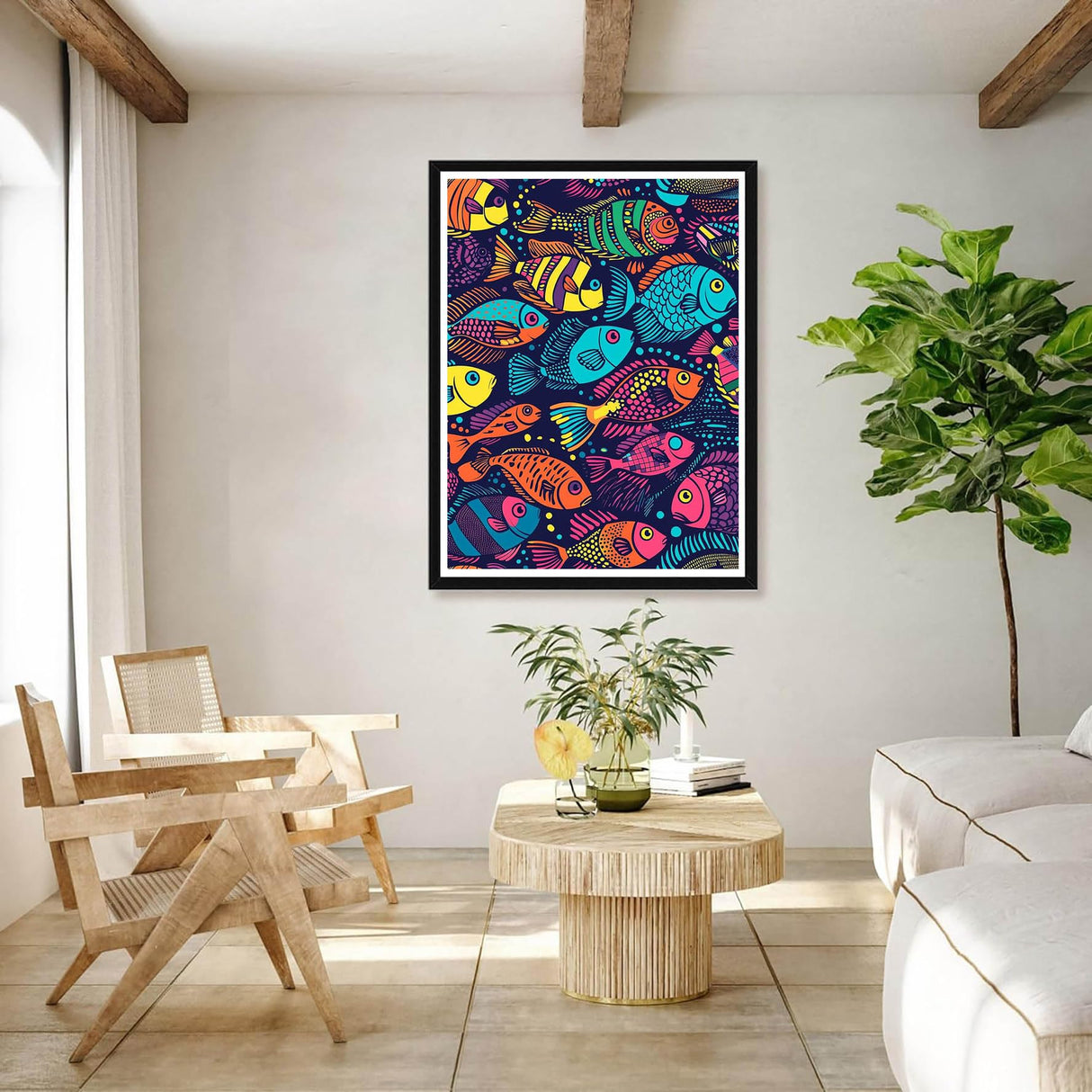 Bimkole 5D Diamond Art Kits for Adults Fish, Full Drill DIY Rhinestone Embroidery Set Paint with Diamonds Art by Number Kits Cross Stitch Home Wall Craft Decoration 12x16 Inch Bimkole