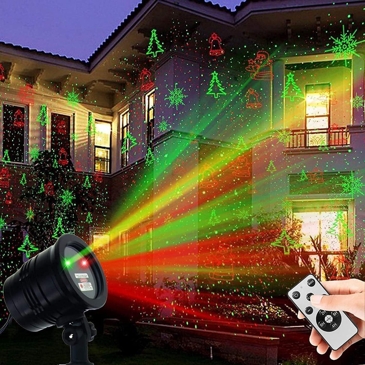Christmas Projector Lights Outdoor Holiday Laser Lights Landscape Spotlight Red and Green Star Shower with 360 Accessibility Wireless Remote Christmas Decor for Xmas Party Outdoor Garden Patio Wall Y YUEGANG