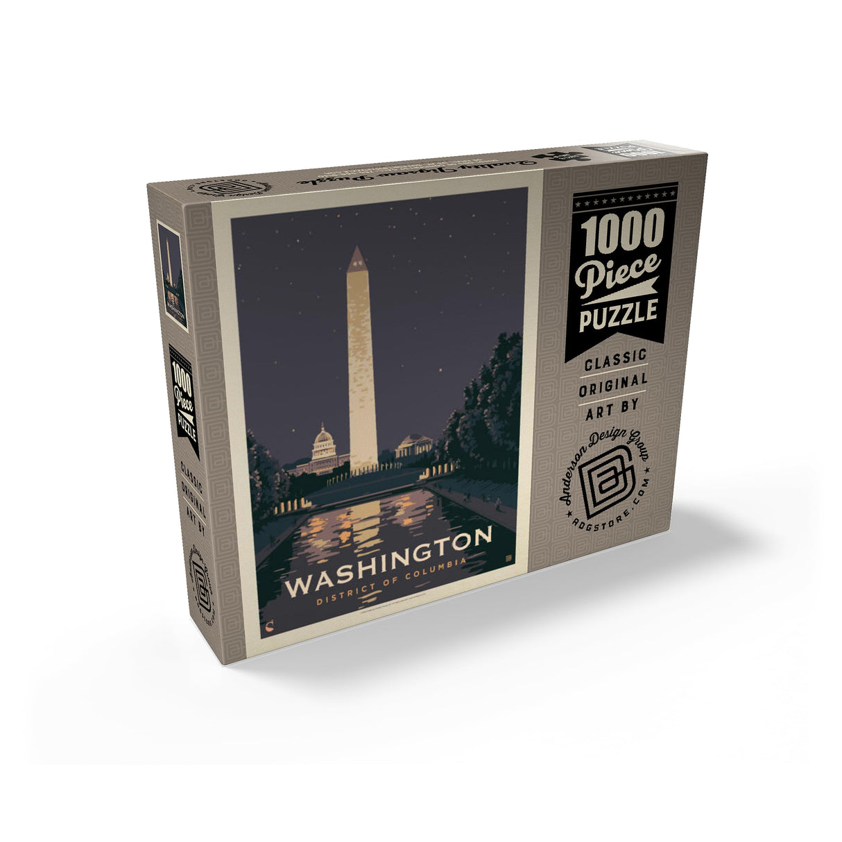 MyPuzzle Washington DC: Reflections of Freedom, Vintage Poster - Premium 1000 Piece Jigsaw Puzzle for Adults MyPuzzle.com