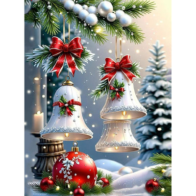 Canrichshop Christmas Bell Diamond Art Beginners,Christmas Diamond Painting Kits for Adults,5D Full Drill Diamond Dot,Gem Art Crafts for Adult Wall Decor 12x16inch