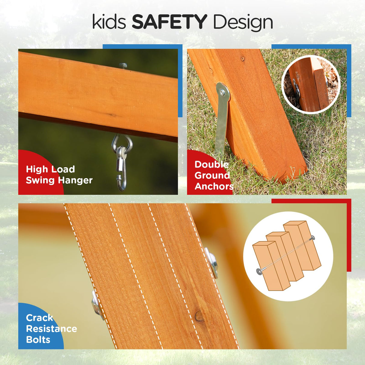 Dolphin Playground Outdoor Wooden Swing Sets for Backyard with Slide, Playground Sets for Backyards with Sandbox, Rock Climbing Wall, and 2 Belt Swings, Outdoor Playset for Kids Ages 3-6 DOLPHIN PLAYGROUND T