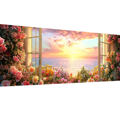SKRYUIE 5D Large Diamond Painting Kits Landscape - DIY Diamond Art Kits for Adults Flower, Full Round Drill - Crystal Embroidery Cross Stitch - Craft for Wall & Office Decor - 12x30 inch / 30x80 cm C6