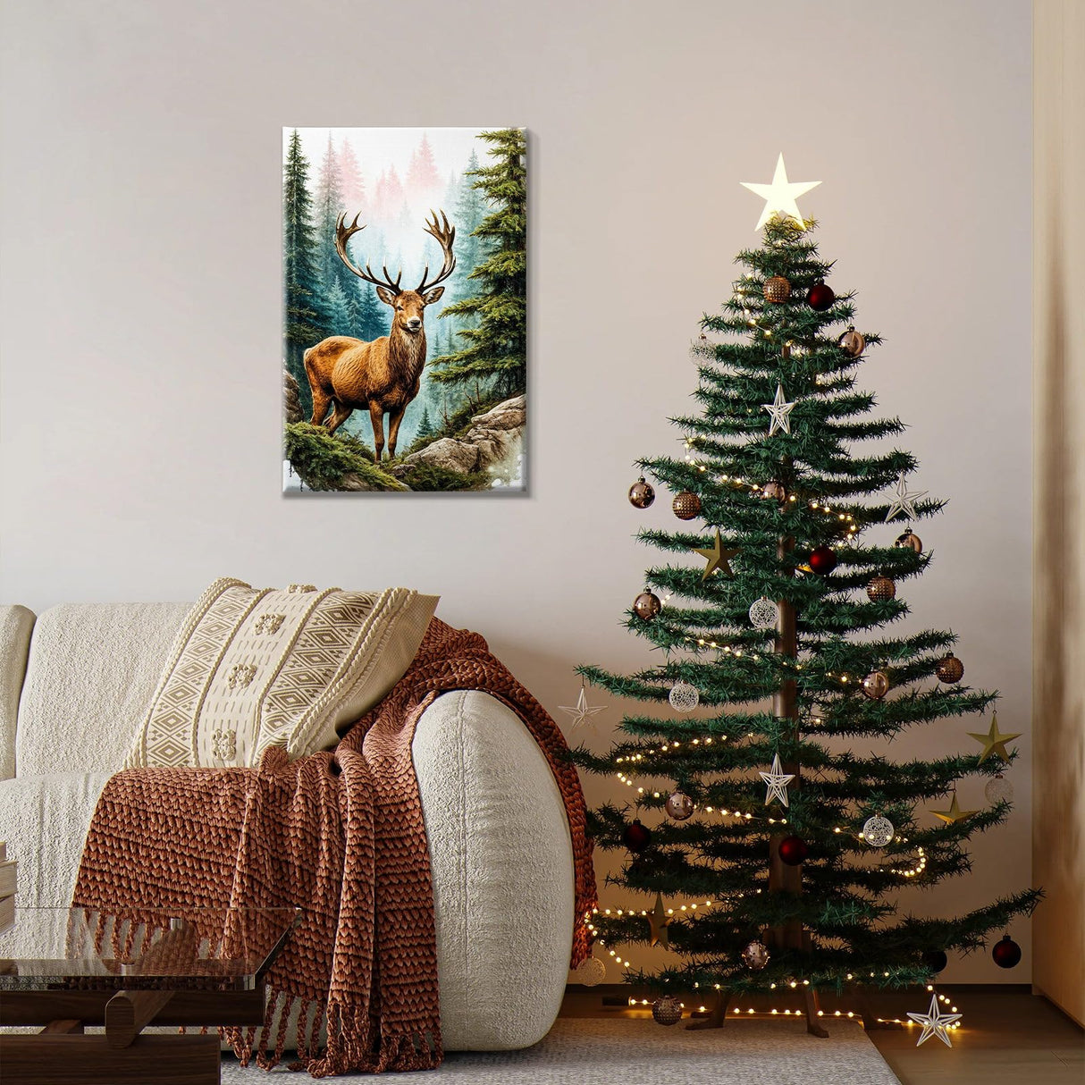 JOOZ Paint by Numbers Kit for Adults with Frame Deer Paint by Number with Easel Forest Adult Paint by Number Kits Framed DIY Mountain Landscape Oil Painting Kits for Gift Home Wall Decor 8x12 Inch JOOZ