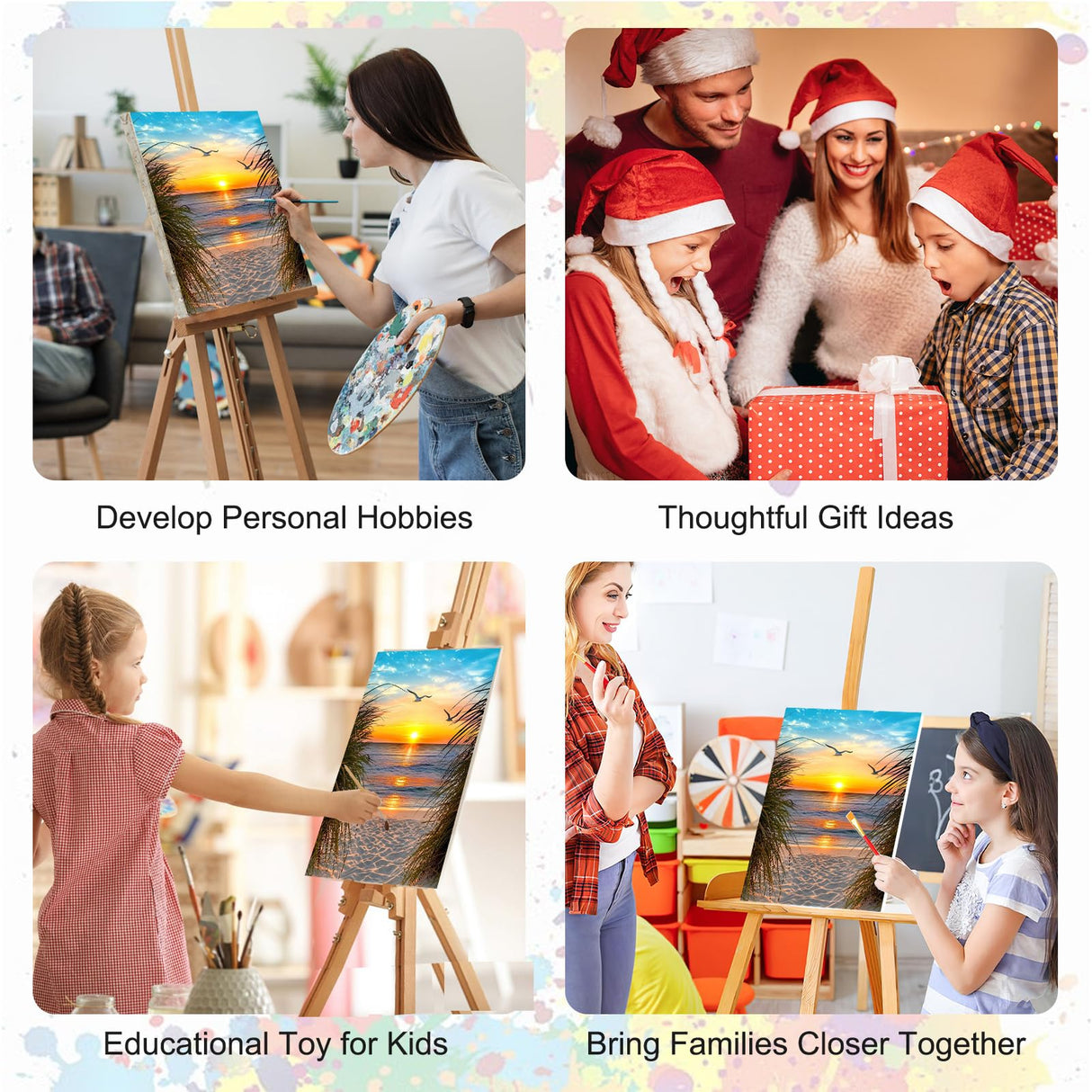 SENQAO Sunset Paint by Numbers for Adults Beginners Framed, Beach Adults' Paint-by-Number Kits, Adult Paint by Number Kits on Canvas, Acrylic Number Painting for Home Decor, 8x12in SENQAO