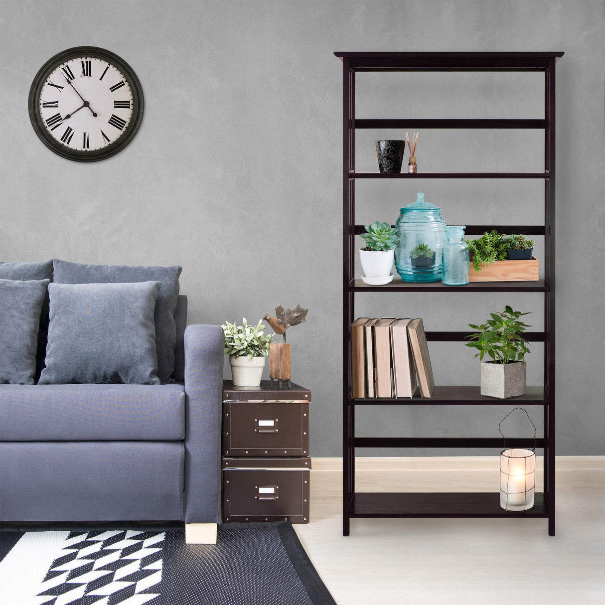Casual Home Mission Style 5-Shelf Bookcase, Espresso Casual Home