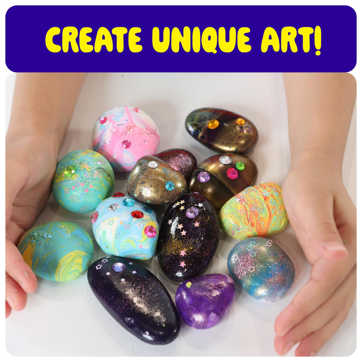 Paint Pouring Rocks for Kids - Rock Painting Kit - Arts and Crafts for Kids Ages 8-12 - Craft for Girls 4 5 6 7 8 Year Old Girl - Birthday Christmas Gifts for Boys - Art Kit - Toys for Ages 5-7 Dan&Darci