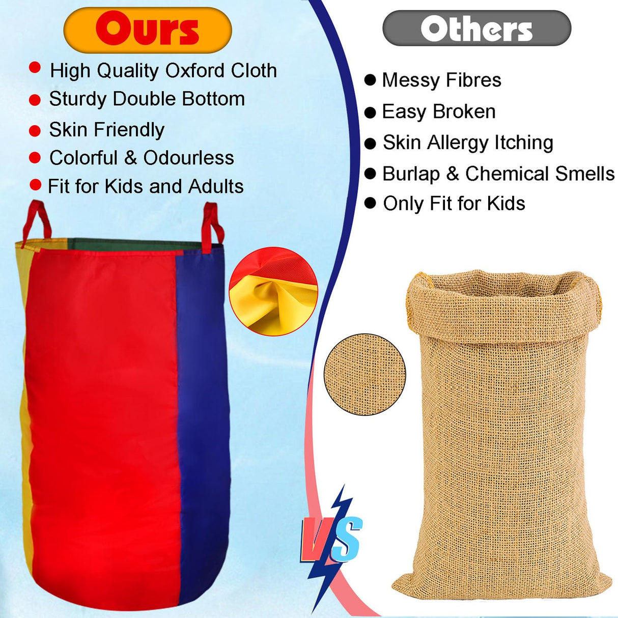 CWLAKON Outdoor Games, Potato Sack Race Bags for Kids Adults, Egg Spoon Relay Race, 3 Legged Race Bands, Birthday Party, Field Day Family Reunion Carnival Outside Yard Lawn Easter Fall Festival Games CWLAKON