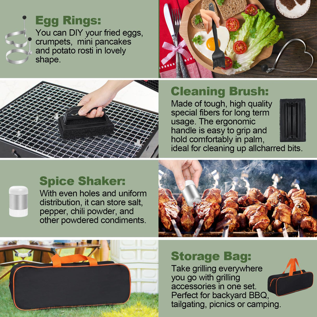 24Pcs Griddle Accessories Set, Stainless Steel Flat Top Grill Spatula Kit for Outdoor Barbecue Camping Cooking, Included Basting Cover, Scraper, Cast Iron Grill Press, Carrying Bag EWFEN