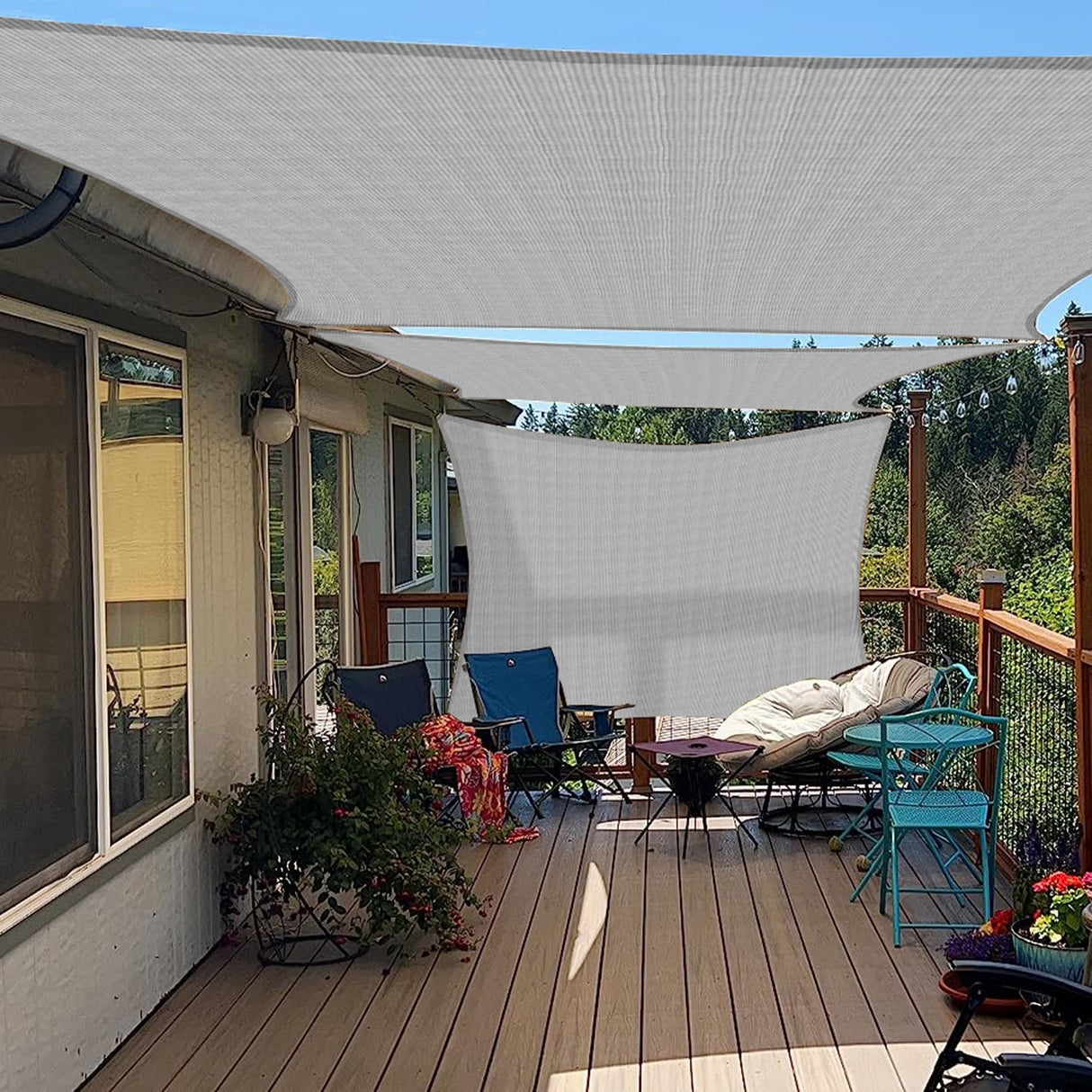 E&K Sunrise 16' x 20' Sun Shade Sail Rectangle Canopy Shade Cover UV Block for Patio Backyard Garden Outdoor (Gray) E&K