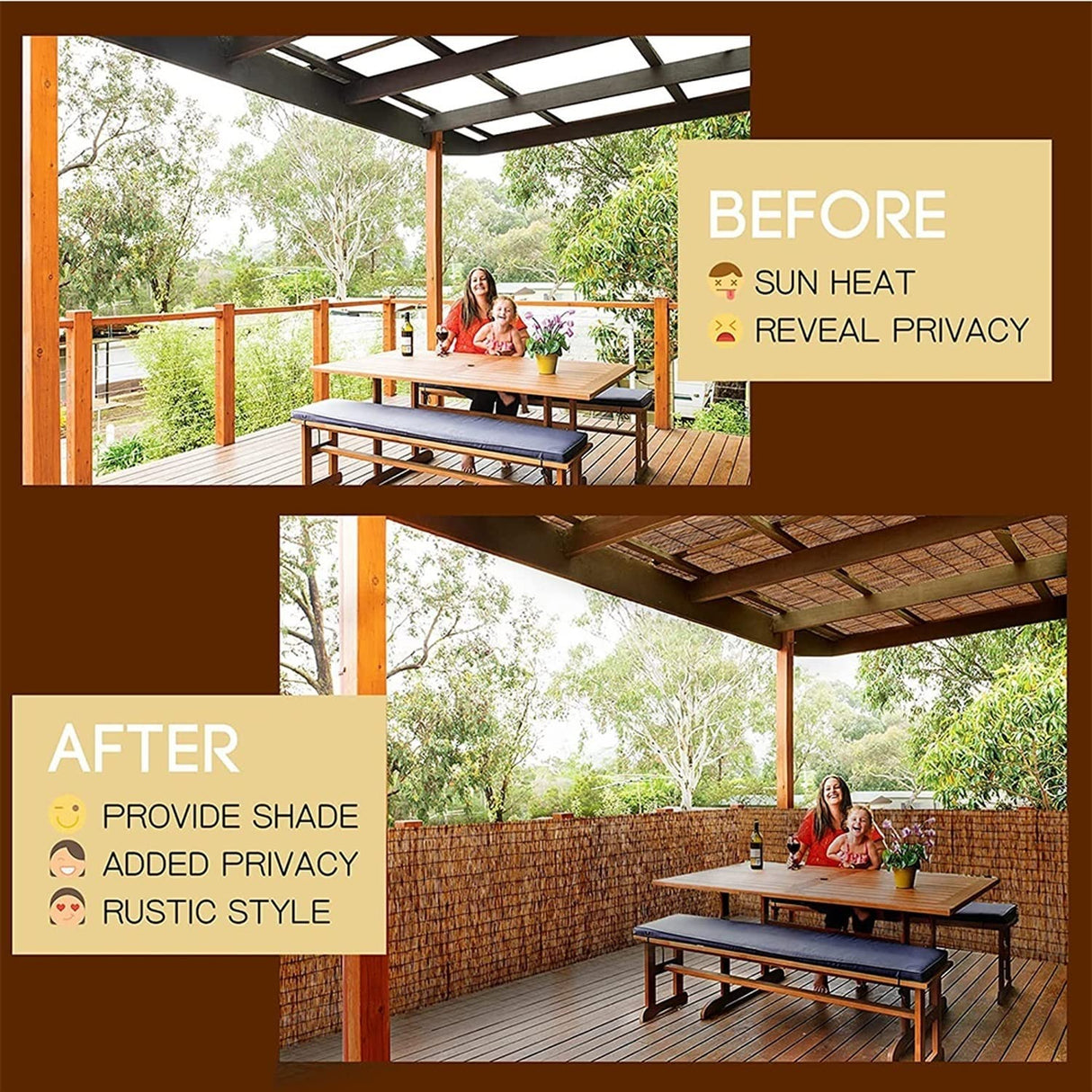 Bcofo Reed Screening,Decorative Fences,Sunshade,Bamboo Fencing Rolls, Patio Privacy Screen Panels,2 3 4 5 feet High x 16.4 feet Long, Reed Screen for Garden (Size : H0.91xL5m/H3xL16.4ft) Bcofo