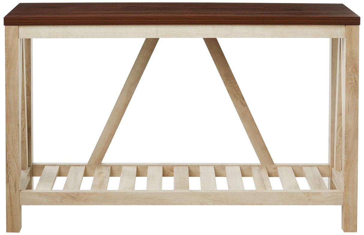 Walker Edison Modern Farmhouse Accent Entryway Table Entry Table Living Room End Table, 52 Inch, Dark Walnut and White Oak Walker Edison