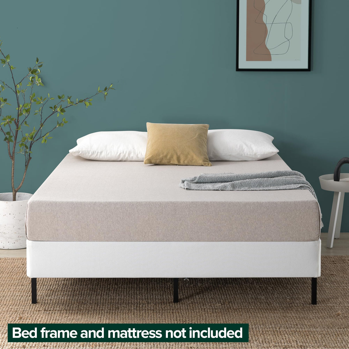 ZINUS 7.5 Inch Box Spring with Cover, No Assembly Mattress Foundation, Sturdy Metal Structure, Full, White Zinus