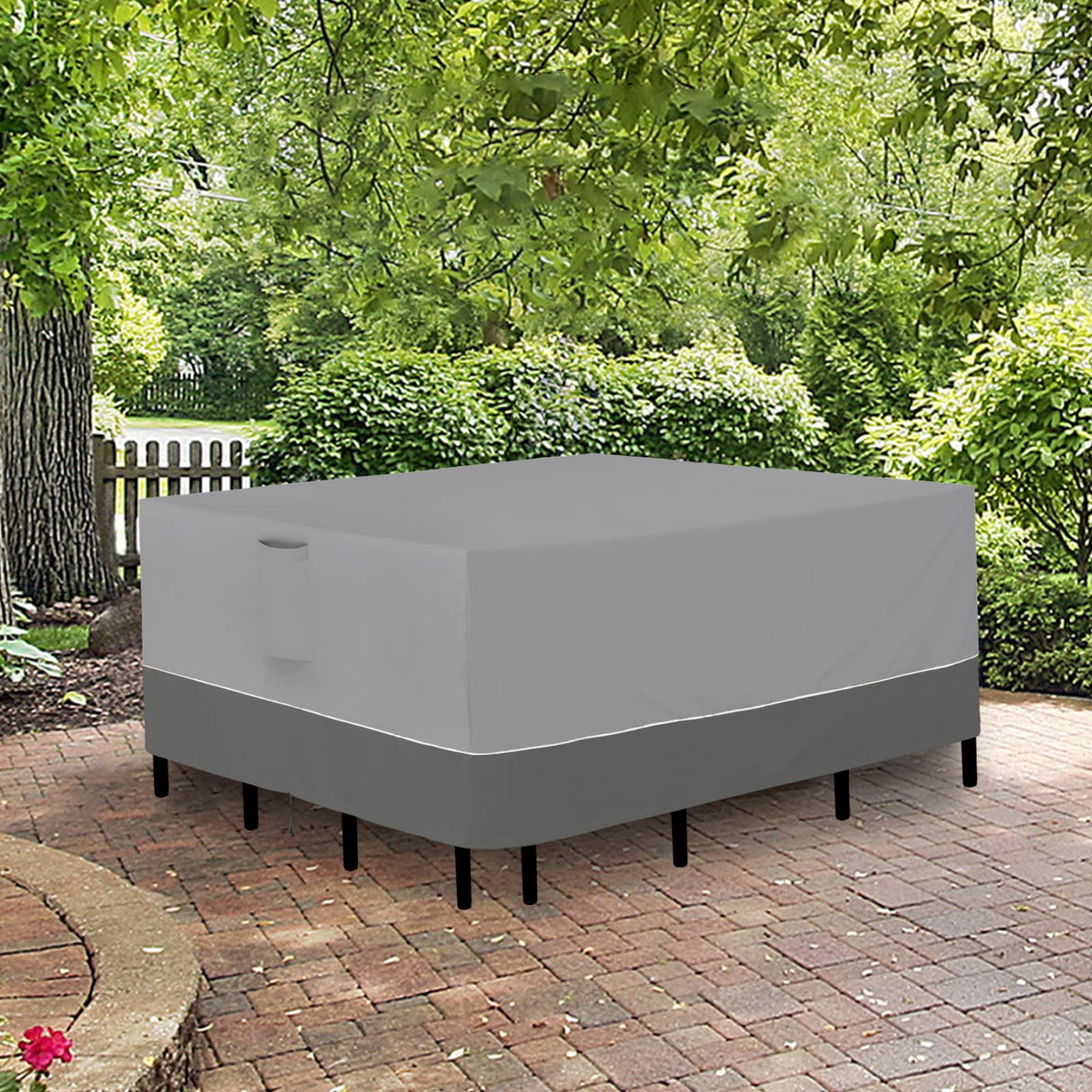 Easy-Going Patio Furniture Cover 96"x96" Square Outdoor Table and Chair Set Covers Waterproof UV Resistant Outdoor Sectional Sofa Set Covers, Gray/Dark Gray Easy-Going