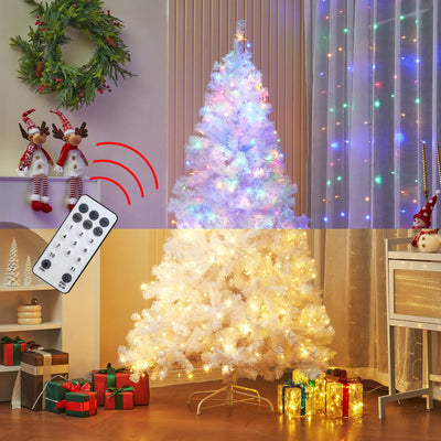 Lulu Home 6FT Christmas Tree, Artificial Christmas Tree with RC 300 LEDs Warm White & Multicolored String Lights(NOT Pre-Strung) for Indoor Outdoor Winter Decoration, 11 Lighting Modes with Timer