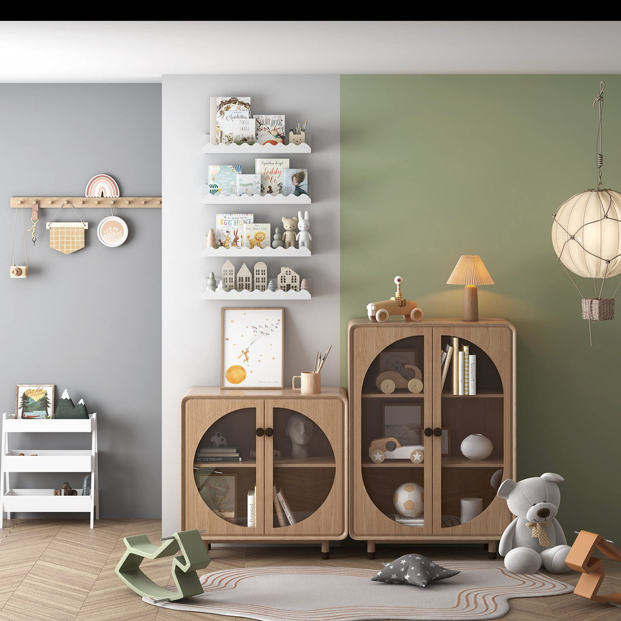 Kids' Bookshelf Set of 4 - White Floating Nursery Book Shelves, Picture Ledge Shelf for Wall Decor and Storage - Perfect for Books, Toys, Photo Frames, and Nursery Décor Seocry