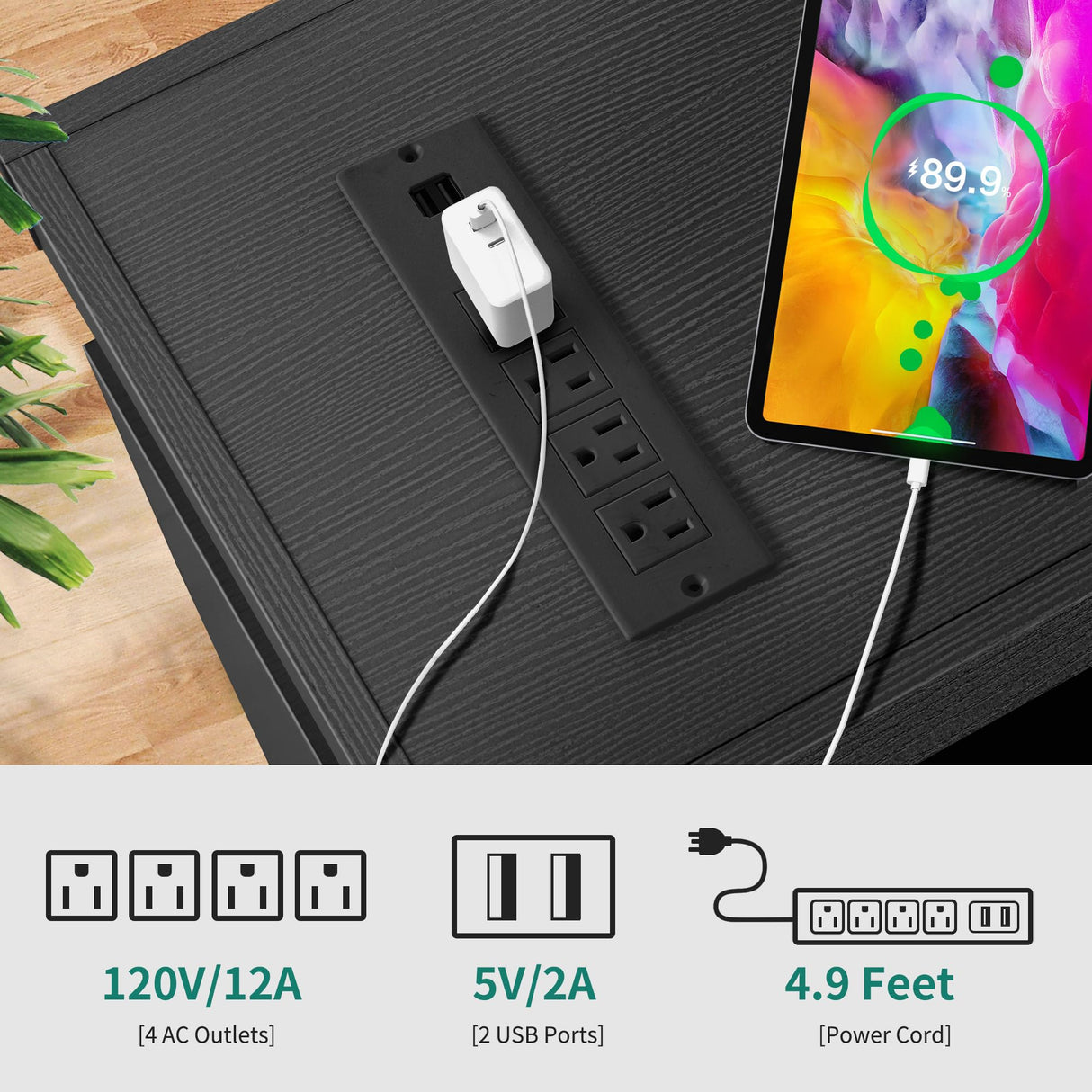 YITAHOME Black TV Stand for 65 inch TV, Entertainment Center with Storage, Modern LED TV Stand w/Power Outlets for Living Room, TV Console Media Cabinet, Black YITAHOME