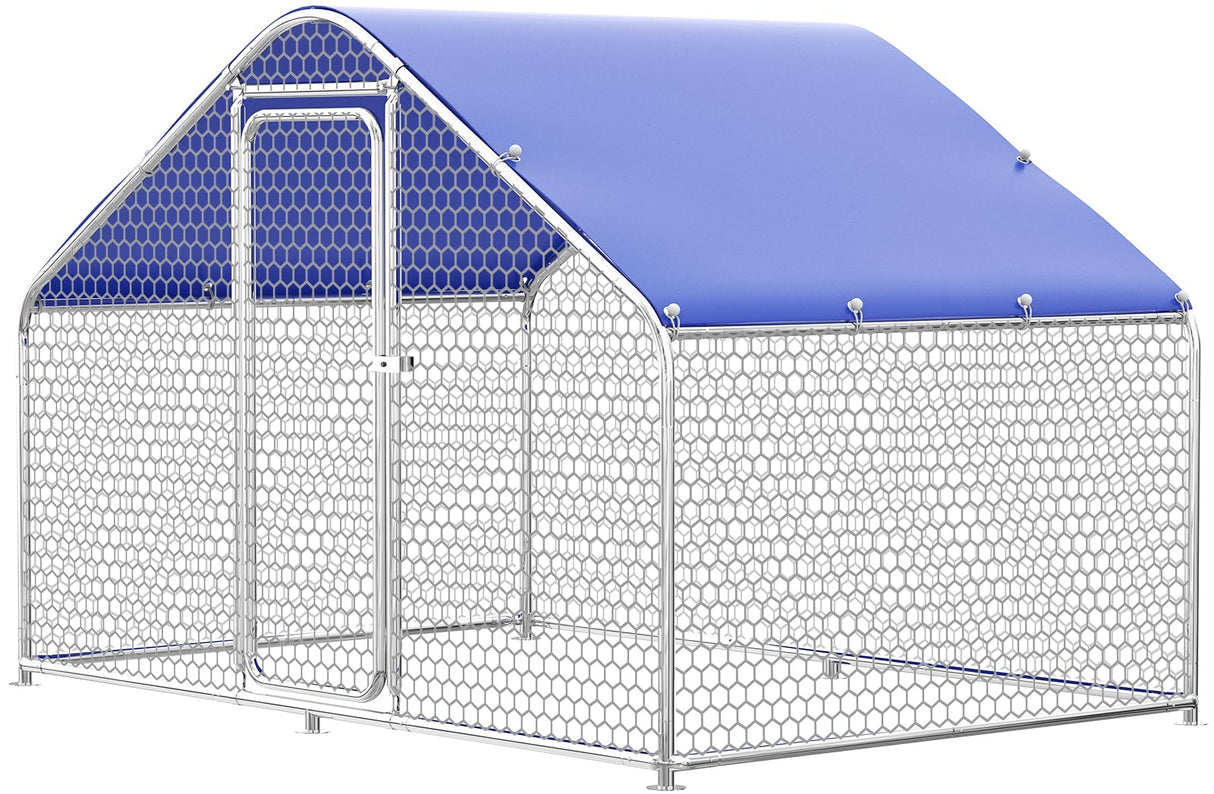 Guiferland Large Metal Chicken Coop with Hexagonal Chicken Wire, Chicken Coop Run Pen for Yard with Waterproof Cover, Outdoor Large Walk-in Chicken Coops for 8 Chickens Duck Pen House Cage Run Guiferland