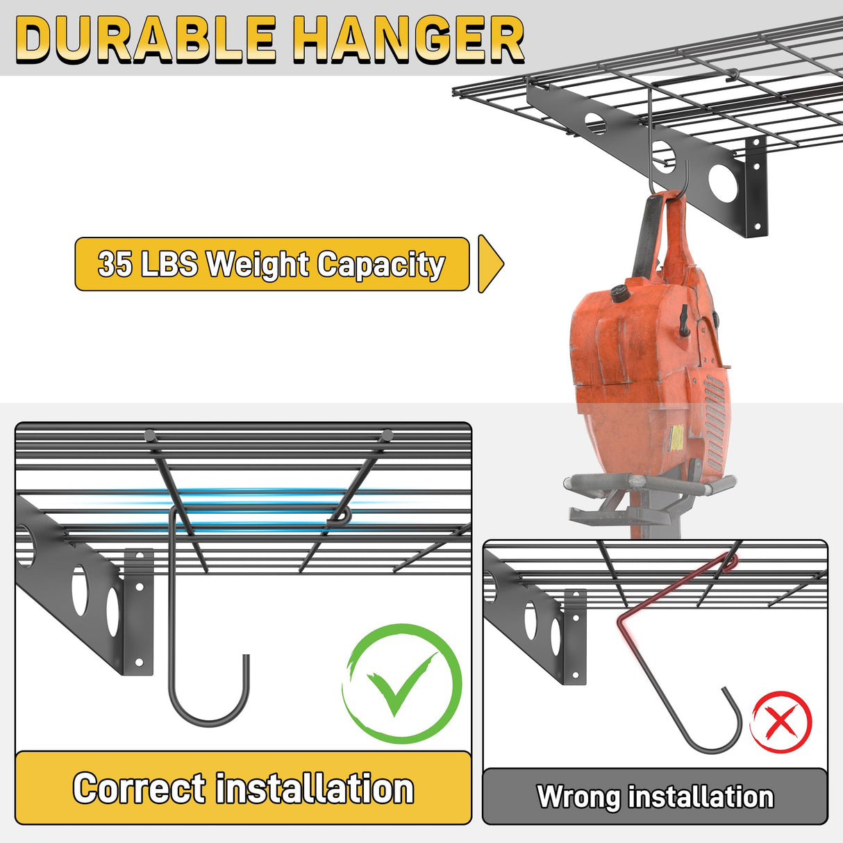 Ultrawall Garage Wall Shelves, 2 x 4 ft Wall Mounted Storage Shelves, Heavy Duty Wall Shelving with Hooks, Holds Up to 220 Lbs, 2Pack, Black Ultrawall