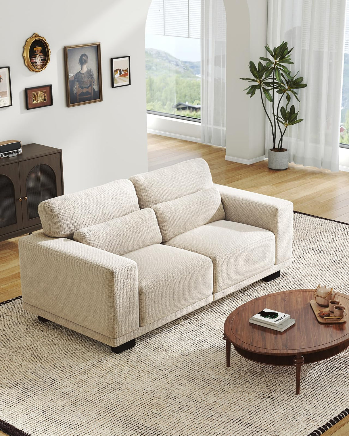 Pipishell Loveseat Couches for Living Room, 65" Modern Couch with Deep Seats and Wide Armrests, Comfortable Love Seat Sofa with Sturdy Frame, Easy to Clean with Removable Covers, White Pipishell