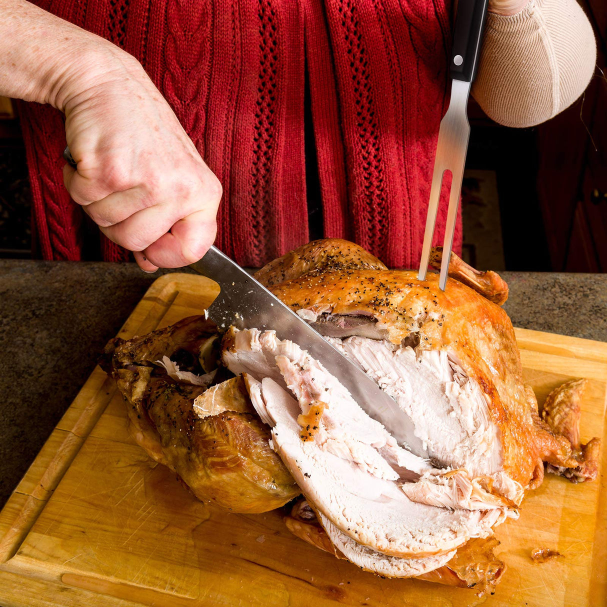 Patelai 2 Pieces Carving Meat Fork Stainless Steel Serving Fork with Plastic Handle 10.6 Inch Long Kitchen Tableware for Barbecue Turkey Dinner Cooking Patelai