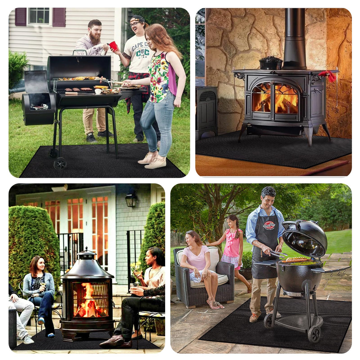 Large 76x51 inches Under Grill Mat for Outdoor Grill,Double-Sided Fireproof Grill Pad for Fire Pit,Indoor Fireplace Mat Fire Pit Mat,Oil-Proof Waterproof BBQ Protector for Deck and Patio Fondpen