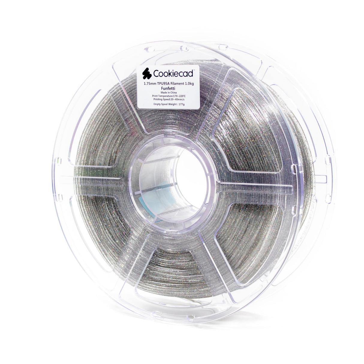 Cookiecad TPU Filament 1.75mm 1kg Glitter Translucent 3D Printer Filament - Funfetti TPU Cookiecad