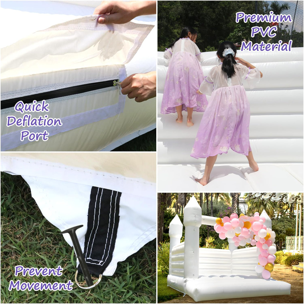 White Bounce House for Adults Kids, 13.5FT PVC Commercial Grade Bounce House for Kids 5-12 with 750W Powerul Blower, Inflatable Large Bounce House Wedding Birthday Party Decorations 13.5 x 11.5 x 10FT awesmflate