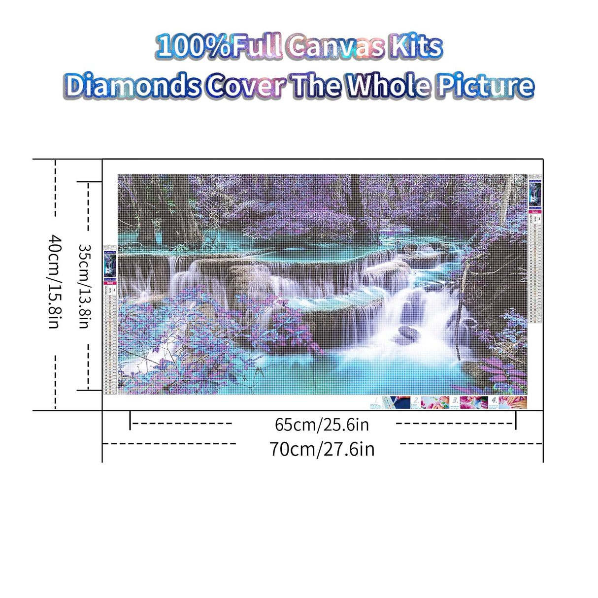 YALKIN Square 5D Diamond Painting Kits for Adults, Waterfall Large Diamond Art Kits Full Drill Diamond Painting Kit for Adult Beginners, DIY Crystal Picture Art for Home Wall Decor 40x70CM/15.8x27.6in YALKIN