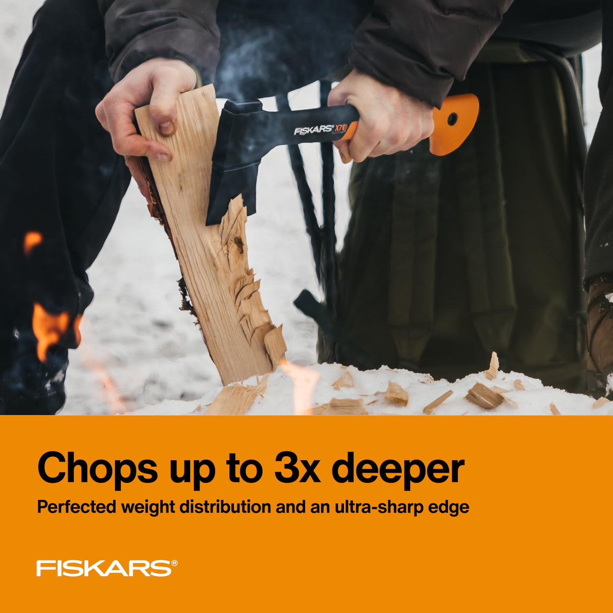 Fiskars X7 Hatchet Lightweight Wood Splitter for Small to Medium Size Kindling with Proprietary Blade and Shock-Absorbing FiberComp Handle, Lawn and Garden Tool, 14 inch, 1.5 pounds Fiskars