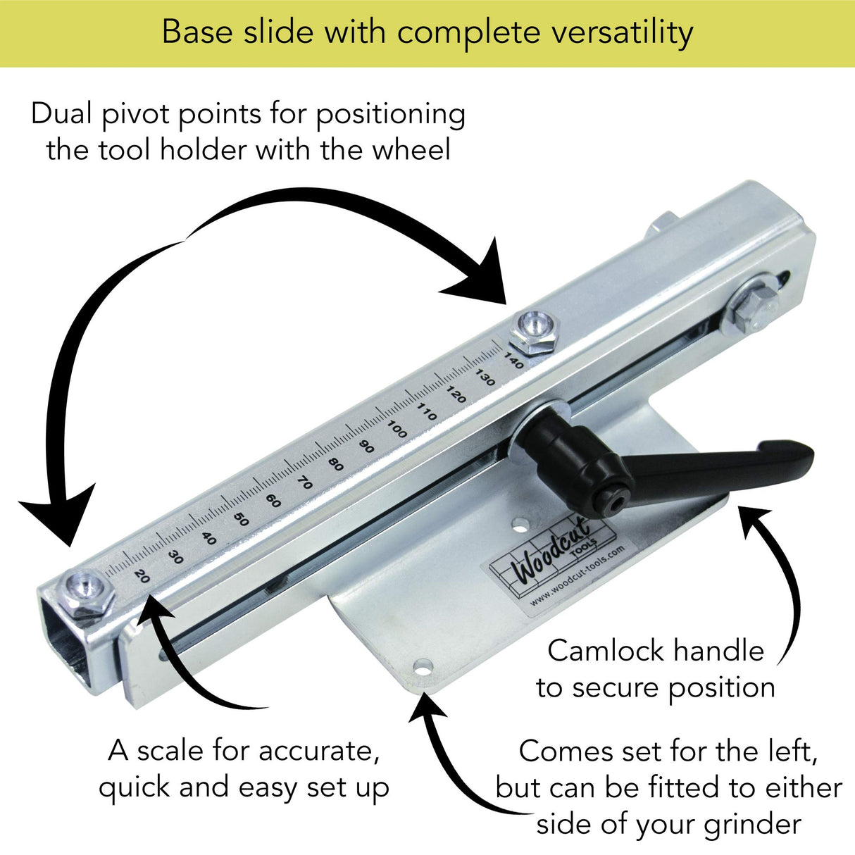Woodcut Tools Tru-Grind Original Turning Tool Sharpener System including a Jig to Sharpen all Woodturning Tools up to 1-1/2" with Base Slide for Lathe Woodturning Tools Woodcut Tools