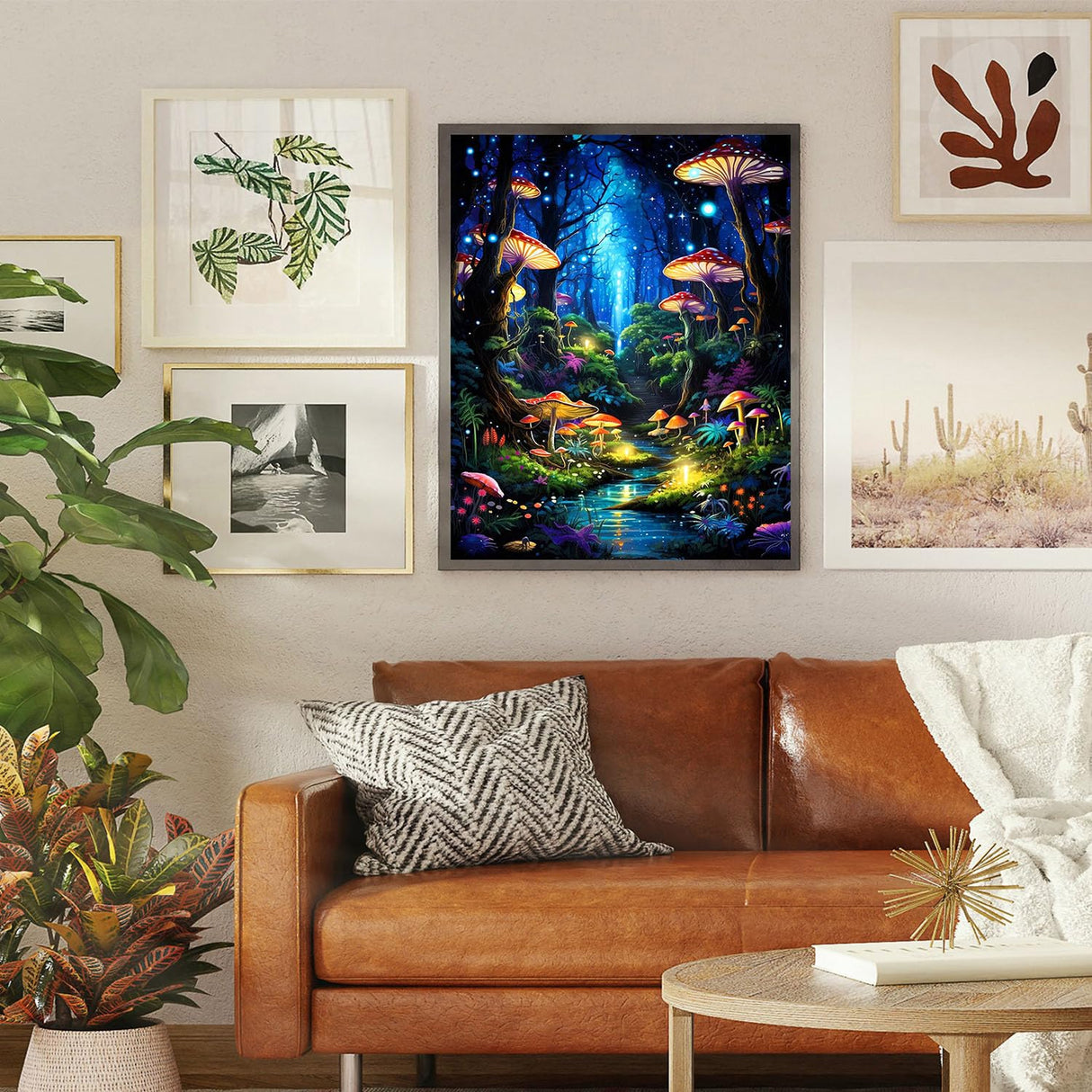 xackcme Mushroom Paint by Numbers for Adults - Forest Paint by Number on Canvas Without Frame, DIY Oil Painting for Gift Home Wall Decor (16x20 inch) xackcme