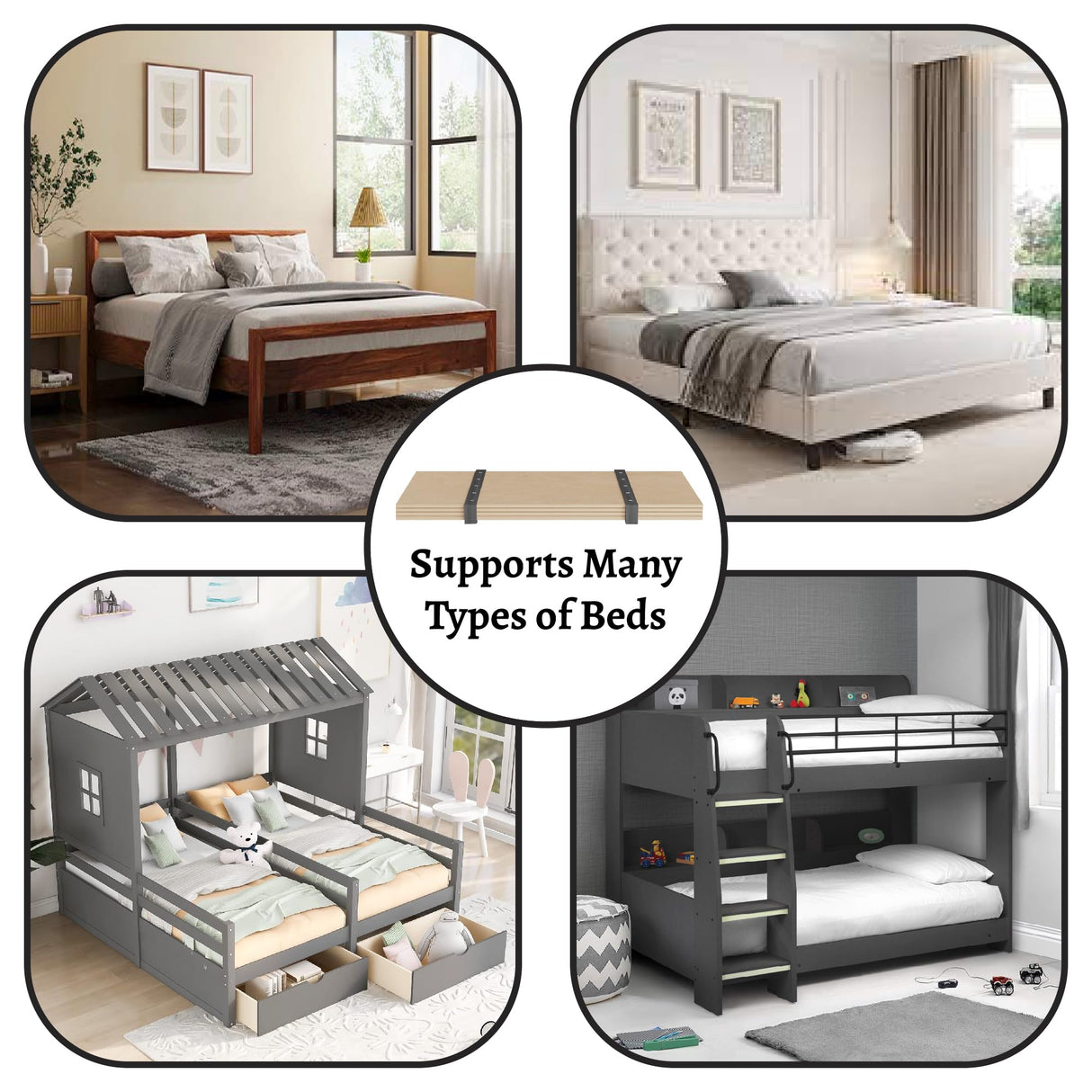 Greaton, Foldable Box Spring, Bunkie Support Board to Minimize, Good for Day, Trundle, Bunkbed & Platform Bed, No Assembly Needed, Queen, Beige Greaton