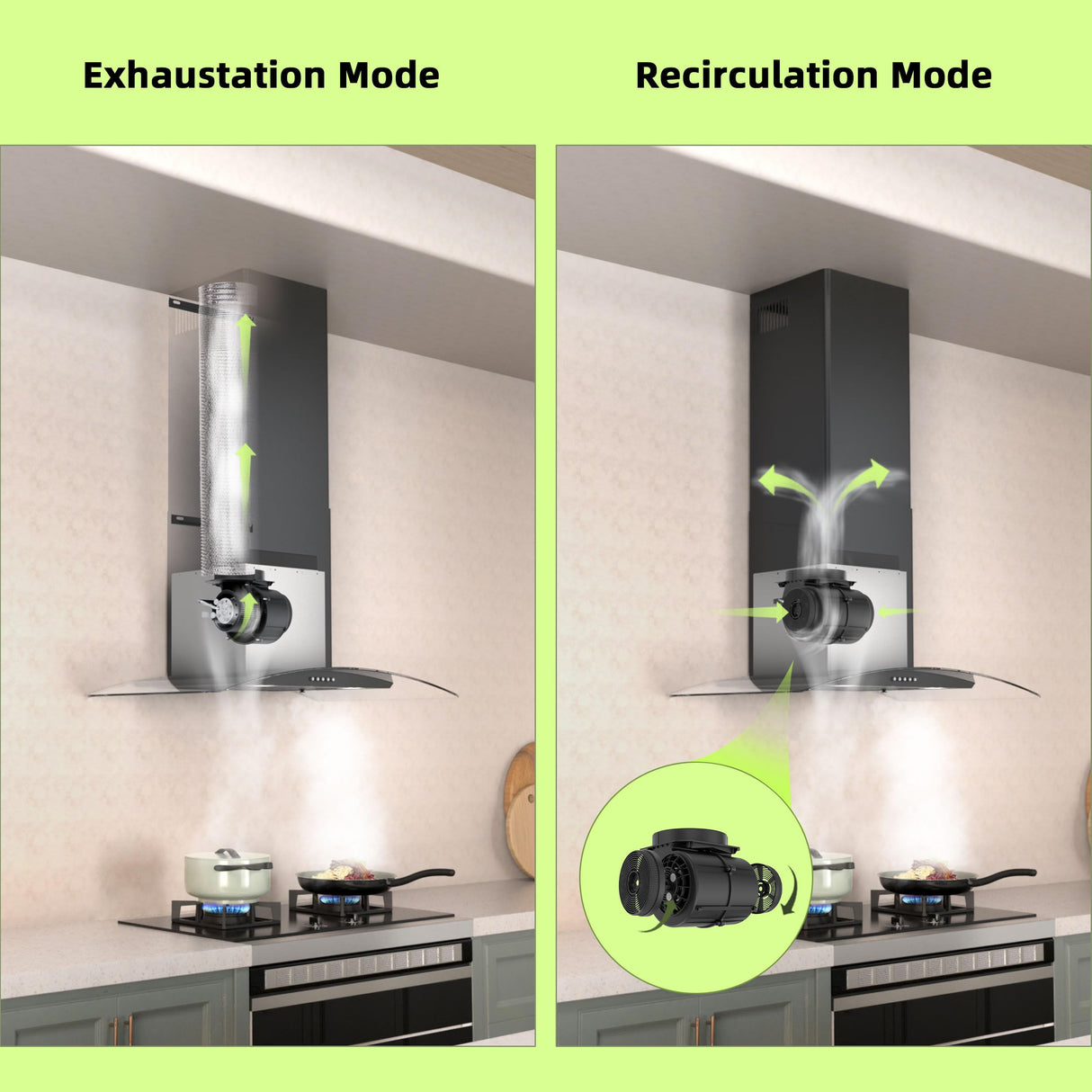 FIREGAS Wall Mount Range Hood 30 inch with 3 Speed Fan,black range hood with tempered glass,400CFM,Push Button Controls, LED Lighting, Permanent Filters in Stainless Steel,includes 2 Charcoal Filters FIREGAS