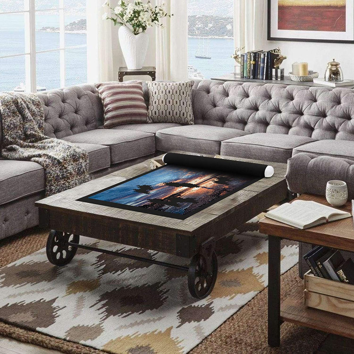 Collectix Premium Felt Puzzle Mat Roll Up - Non-Slip and Beautifully Soft - 3in1 Jigsaw Puzzle Storage for 500, 1000 and 1500 Pieces - Portable Saver, Keeper and Holder Collectix