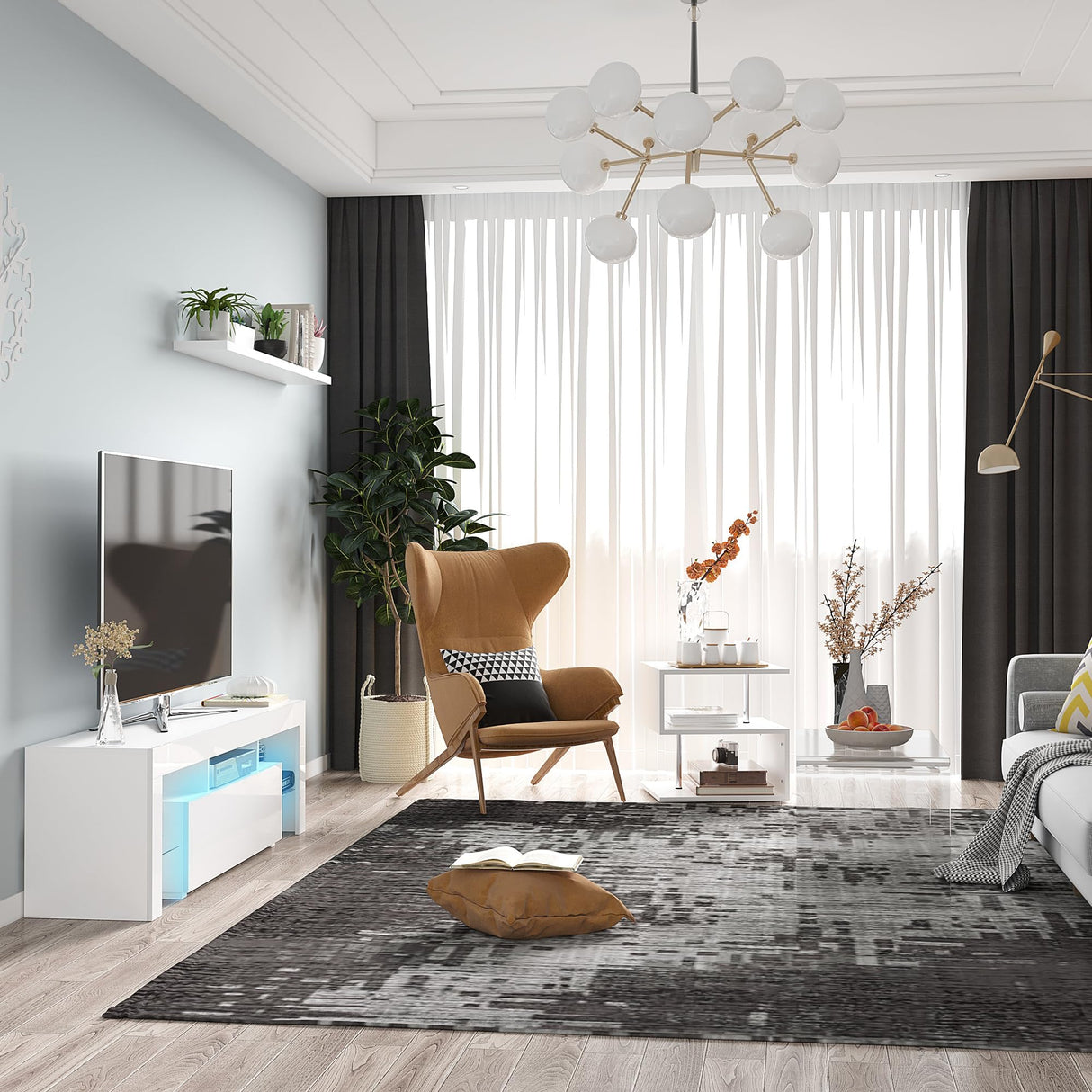 HOMCOM 32" Long Rectangle All Acrylic 15mm Thick Waterfall Coffee Table, Clear HOMCOM