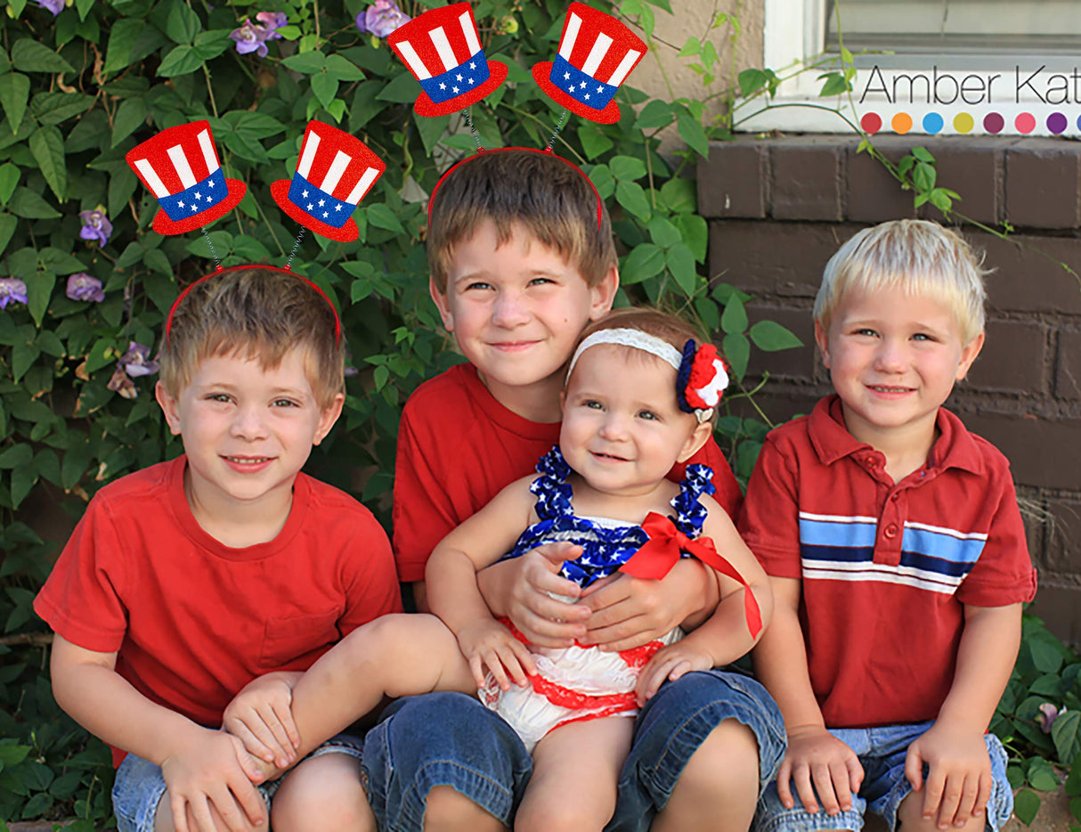 Moon Boat 10PCS Patriotic Head Boppers Headband - Star Uncle Sam Hat Balloons- Fourth 4th of July Party Accessories Favors Decorations Moon Boat
