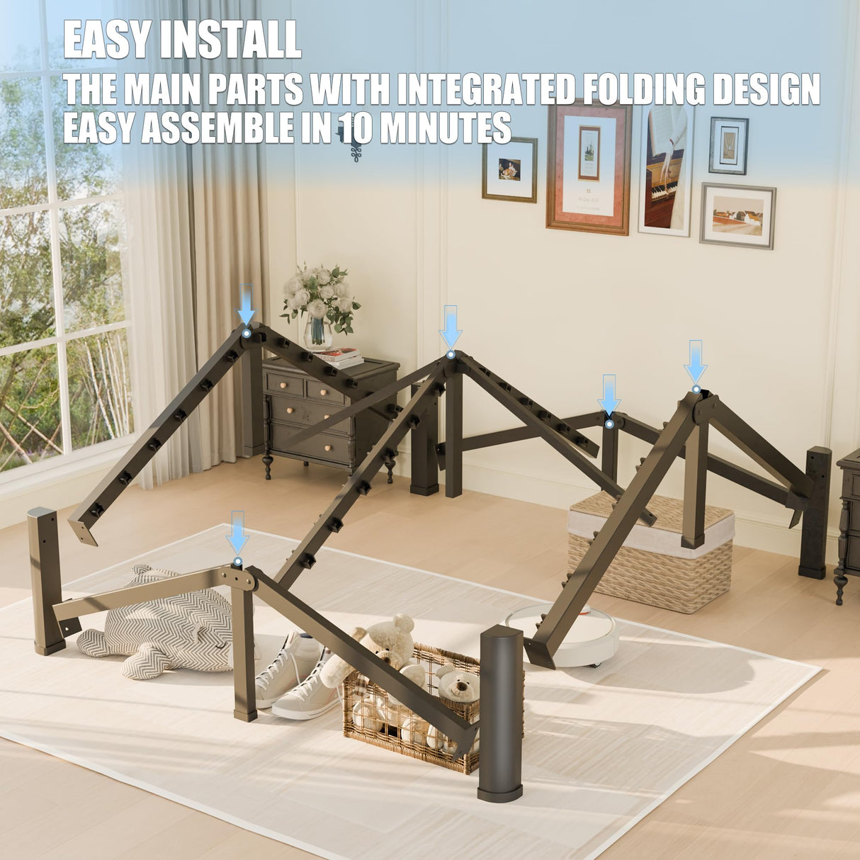 Yitong Angel 14 inch California King Bed Frame with Round Corner Legs Mattress Slide Stopper,3500 lbs Heavy Duty Metal Platform,Steel Slat Support,No Box Spring Needed,Easy Assembly,Noise Free Yitong Angel