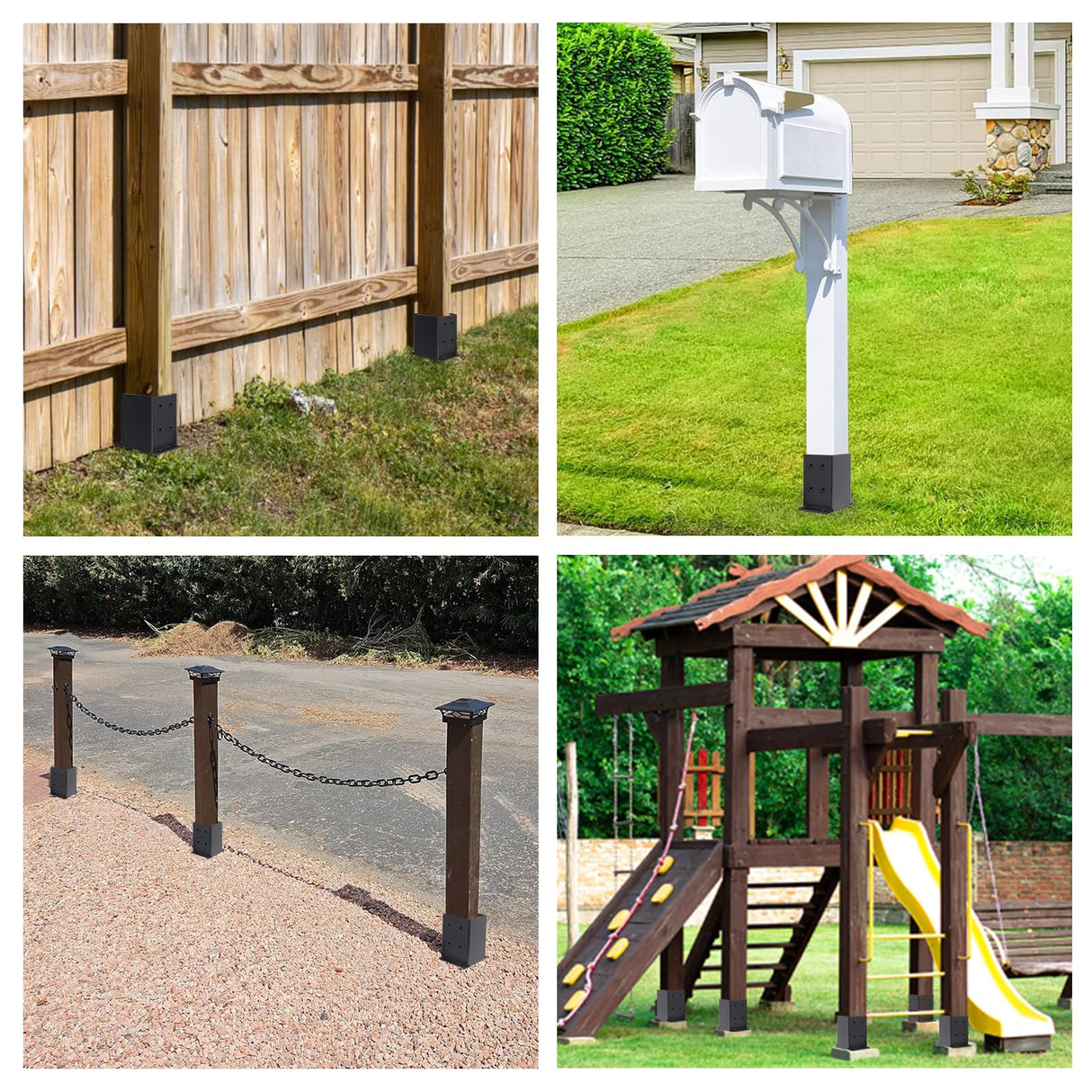 POSTYBAY 3 Pcs 4"x4" Fence Post Anchor Ground Spike 22"(Internal 3.6"x3.6"), Fence Stakes Post Base with Black Powder-Coated for Deck,Fence,Porch,Railing,Mailbox POSTYBAY