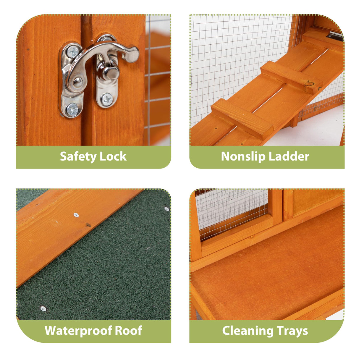 COZIWOW 83” Extra Large Wooden Rabbit Hutch Outdoor Easy to Assemble and Durable Rabbit Cage Bunny Hutch Indoor with Cleaning Tray & Waterproof Roof for Small and Medium Bunny Rabbit Chick (Orange) COZIWOW