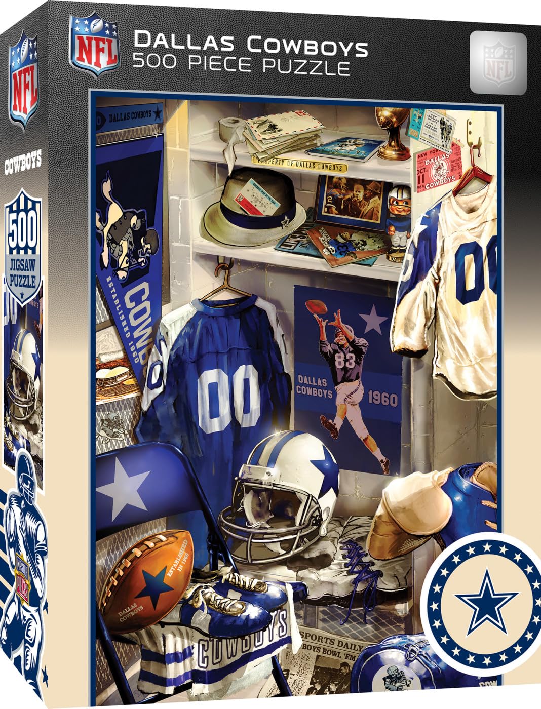 MasterPieces Game Day 500 Piece Jigsaw Puzzle for Adults - NFL Dallas Cowboys Locker Room - 15"x21" Masterpieces