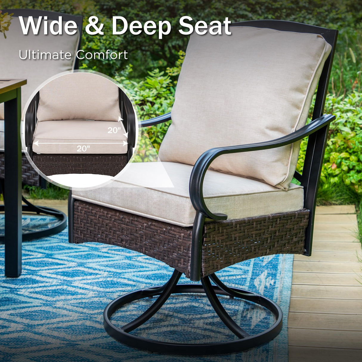 PHI VILLA 9-Piece All-Weather Outdoor Dining Set, Heavy Duty Expandable Metal Table & 8 Swivel Chairs with Cushions, Durable Patio Furniture for Deck, Backyard, Garden PHI VILLA