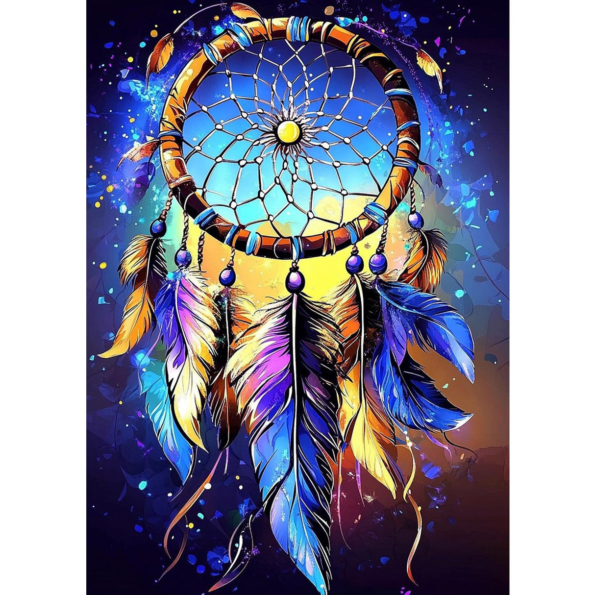 MXJSUA DIY Dream Catcher Diamond Painting Kits for Adults, Diamond Gem Art Painting for Beginners, Diamond Picture with Full Round Drill Dots Craft Set Gift, 12 * 16 Inch MXJSUA